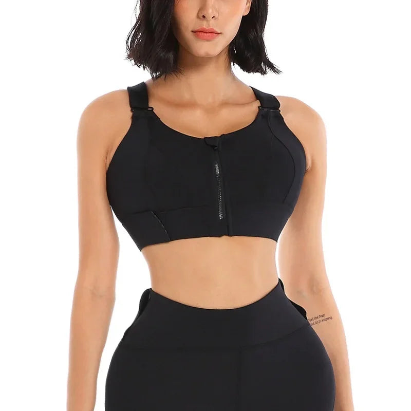 Front Zipper Women Sports Bra High Impact Underwear Fitness Yoga Tank Tops Plus Size Vest Shockproof Running Sportswear 5XL