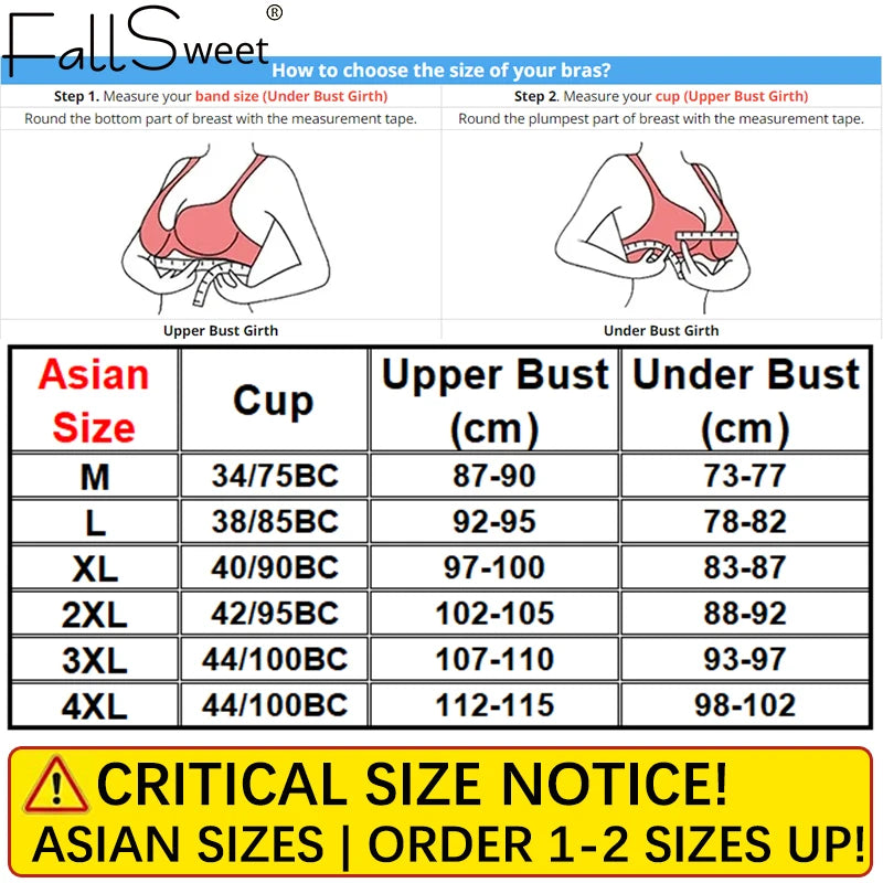 FallSweet 4PCS/set Wireless Push Up Bras for Women Seamless Large Size Bralette Underwear Comfort Breathable Invisible Lingerie