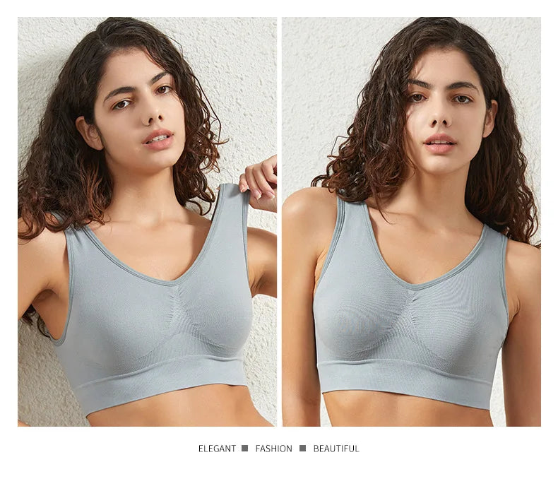 1pcs Women Sports Bra Large Size No Steel Ring Seamless Underwear Removable Chest Pad Runing Sport Yoga Vest Bras