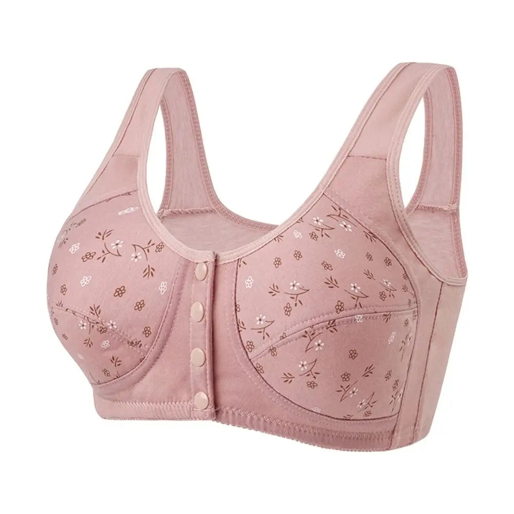 Comfortable Daisy Bras for Older Women Breathable Convenient Front Close Button Cotton Bras No Underwire Plus Size