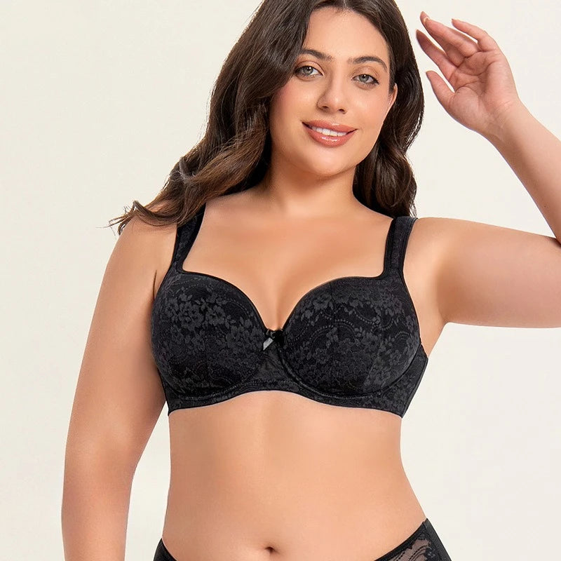 Large Size Bra for Women Full Coverage Lace Women's Push Up Balconette Bra Embroider Underwire Wide Straps Lingerie 2026
