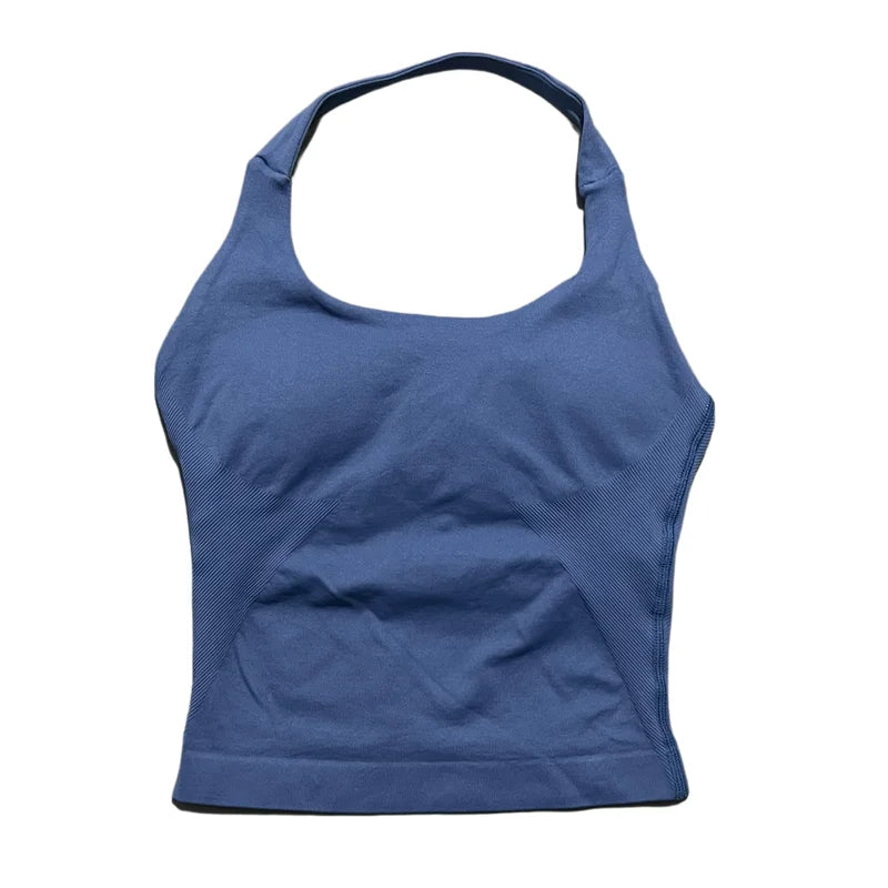 Sports Halter Tank Top Women Seamless Yoga Halter Sports Bra Pilate Fitness Workout Running Top Gym Sports Breathable Top