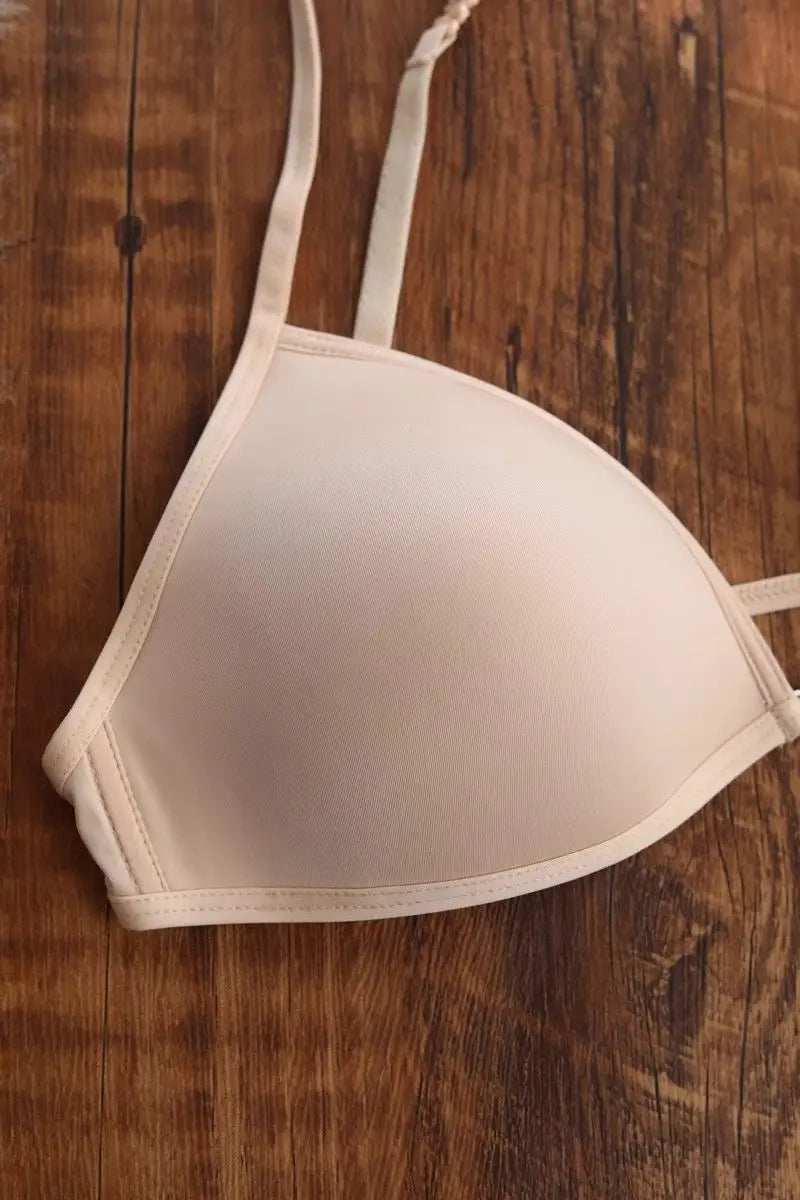 Seamless Triangle Cup Bra – Cross Strap Front Buckle
