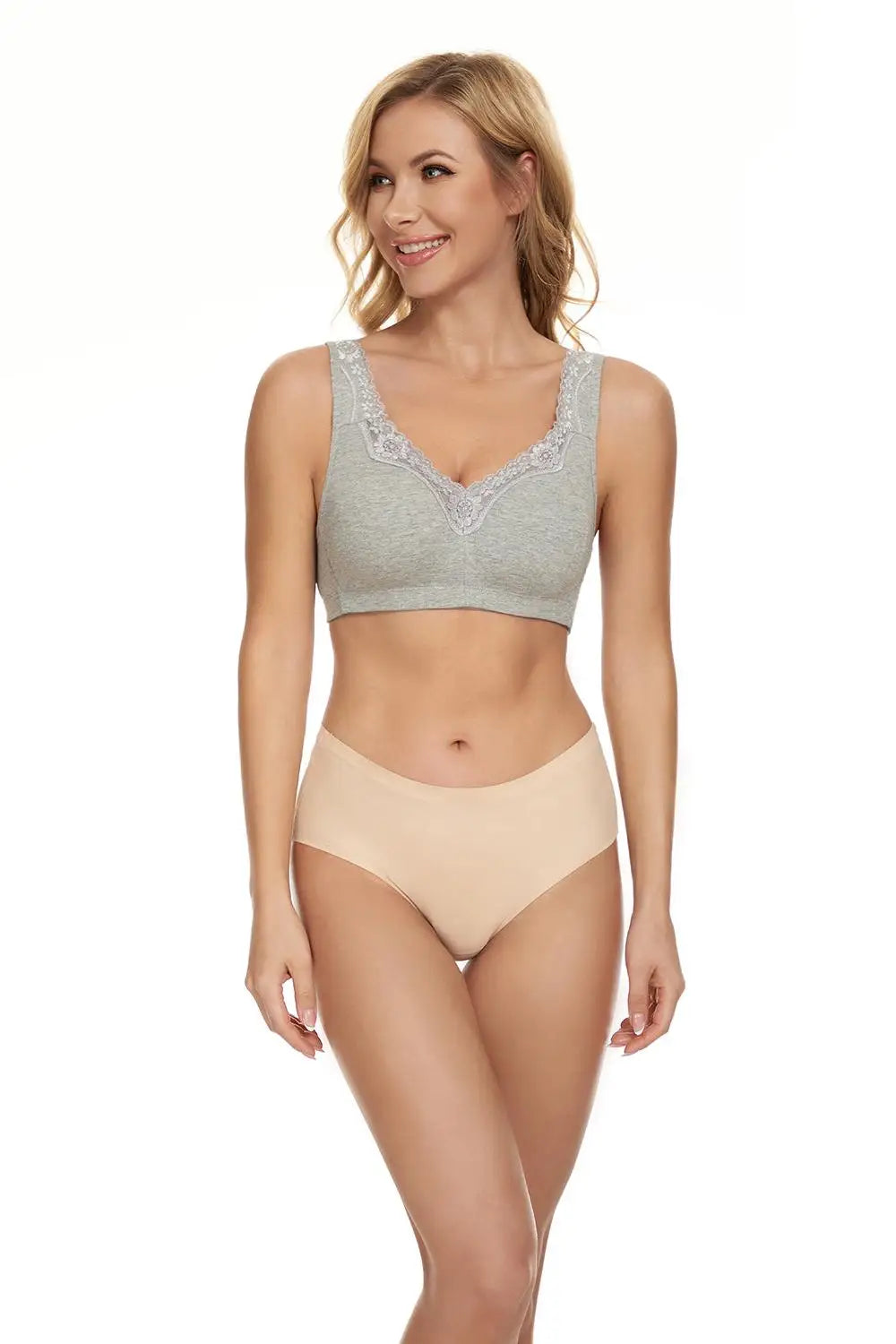 Sheroine Women's Floral Lace Cotton Bra Plus Size Wire-Free Non-Foam Comfort Wide Straps Full Coverage Sleep Underswear