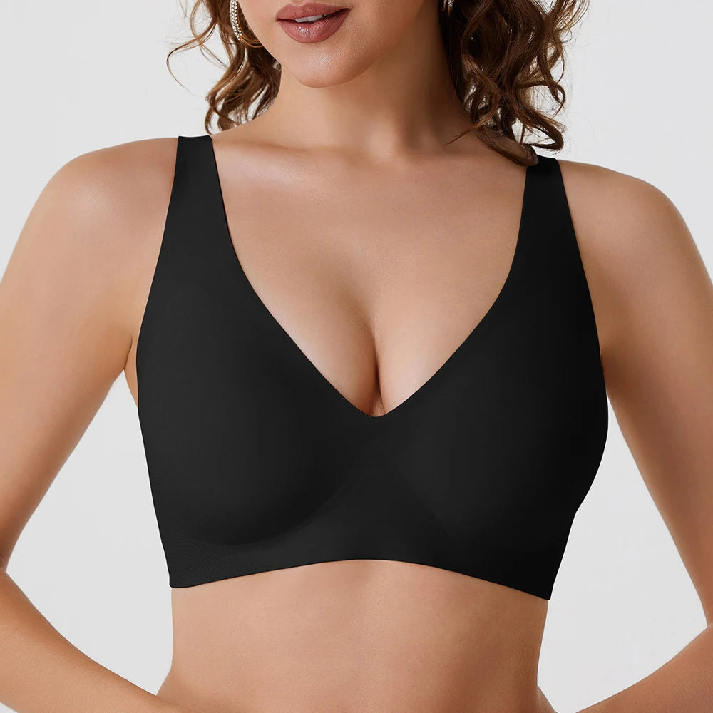 Plus Size Jelly Bra – 3D Support Wireless Push-Up Full Coverage V-Neck S–4XL