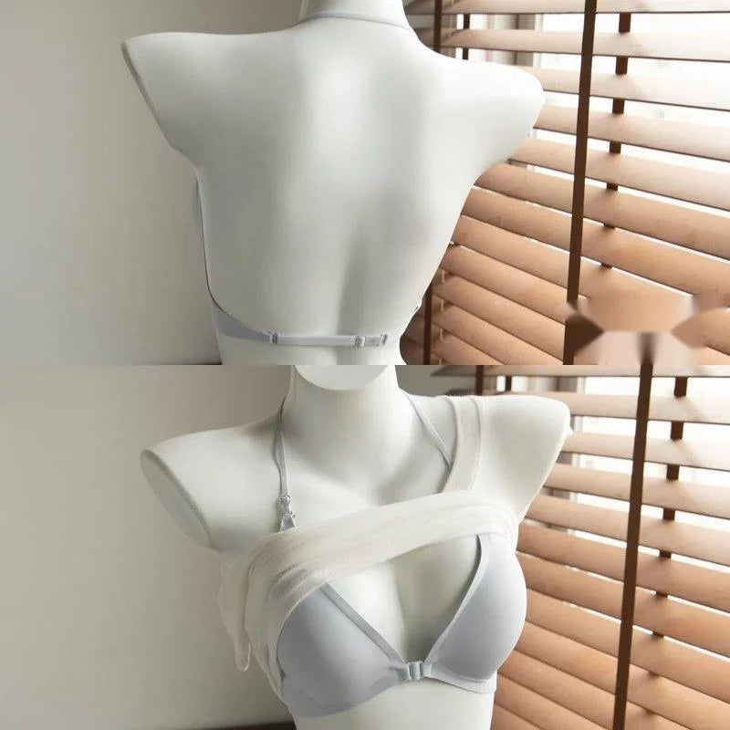 Halter Neck Backless Bra – Thin Strap Side Gathering Summer Lingerie
