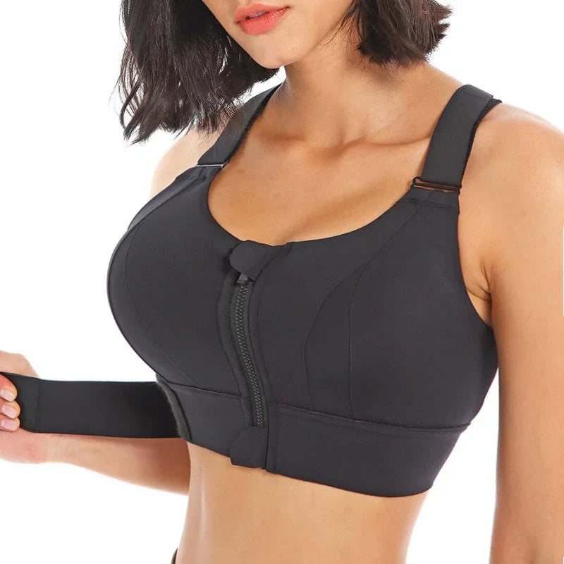 Front Zipper Women Sports Bra High Impact Underwear Fitness Yoga Tank Tops Plus Size Vest Shockproof Running Sportswear 5XL