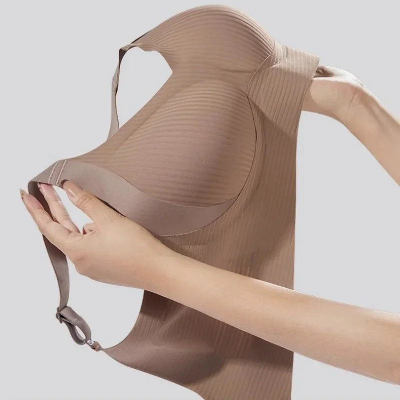 Push-Up Bras For Women Non-wire Padded Bra Seamless Underwear Plus Size V-neck Bra Top Sexy Lingerie Wide Straps Intimates M-4XL