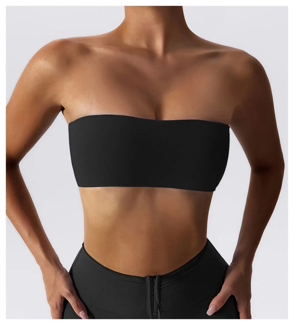 Strapless Sports Bra Tube Top – Quick-Dry Yoga Chest Wrap Workout S–XL
