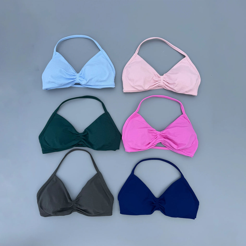 High Support Lace-Up Sports Bra – Thin Strap Camisole Seamless Push-Up Yoga