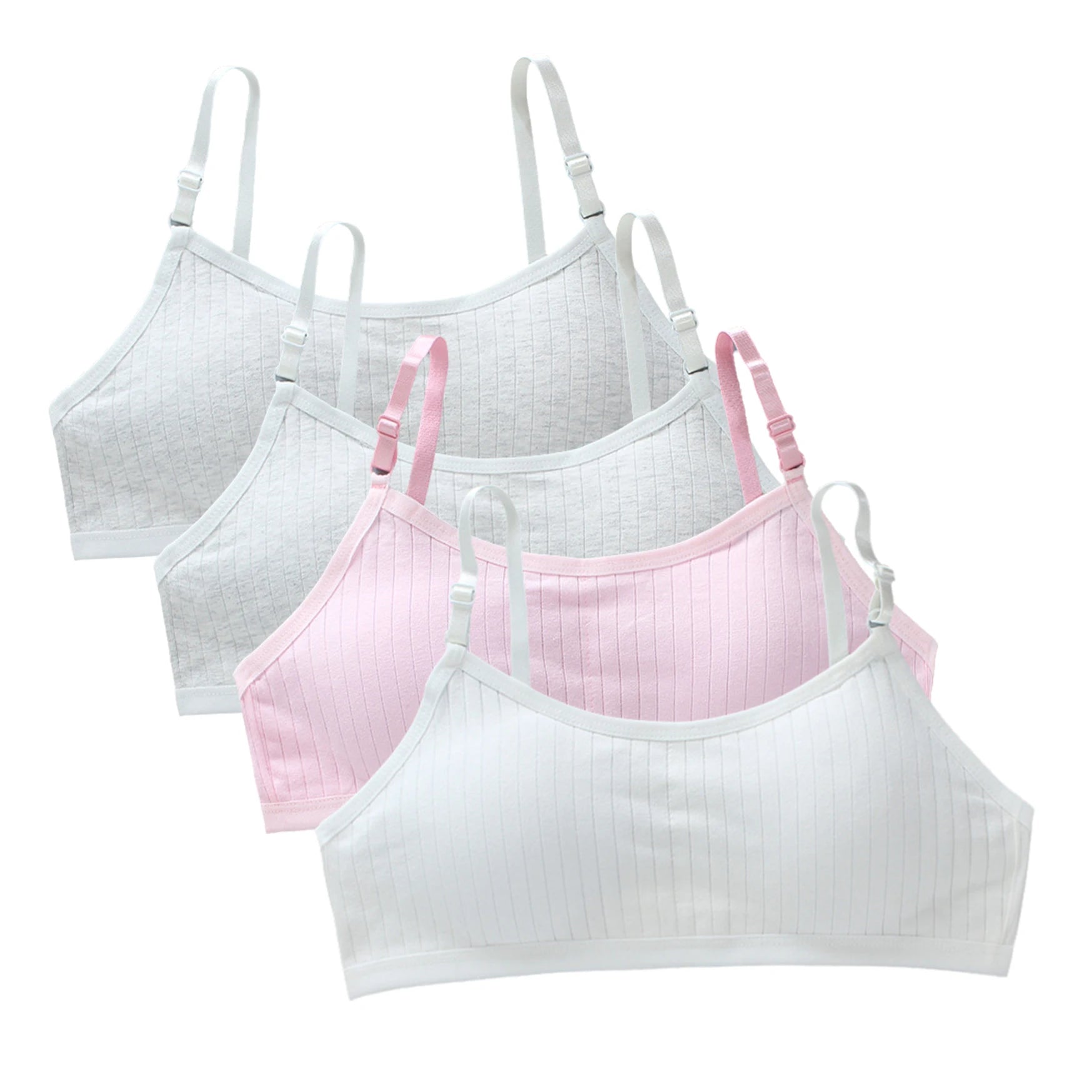 Girls Training Bras 4-Pack – Seamless Soft Cotton Vest Bra (Ages 8–20)