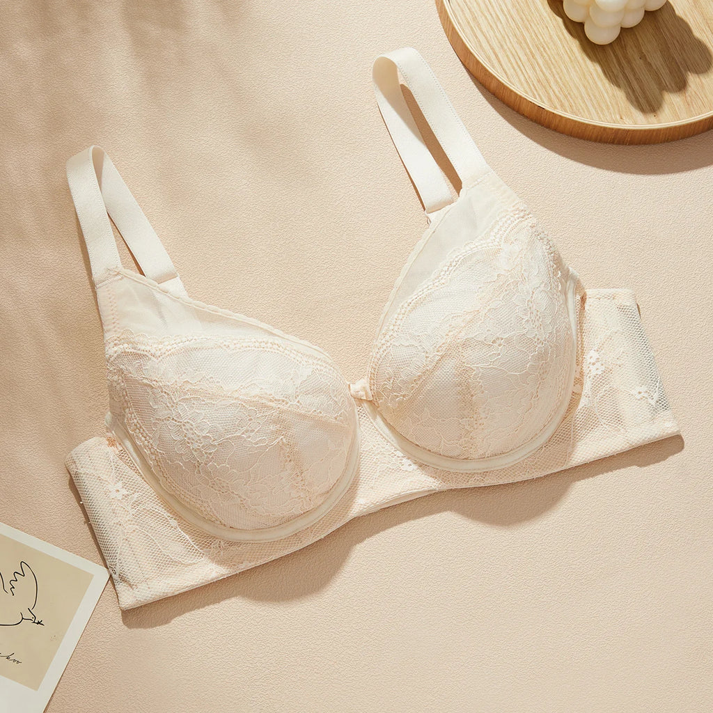 Beige bra on a beige background