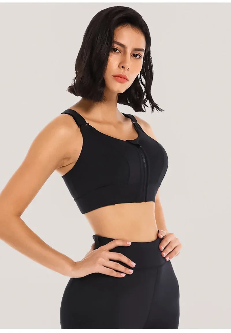 Front Zipper Women Sports Bra High Impact Underwear Fitness Yoga Tank Tops Plus Size Vest Shockproof Running Sportswear 5XL