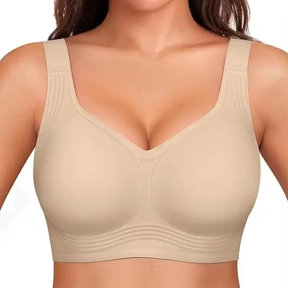 Women's Seamless Jelly Soft Support Bra Leopard Print Wire-Free Full Cup Thin Plus Size Bra Breathable Push Up Bra Large Bust