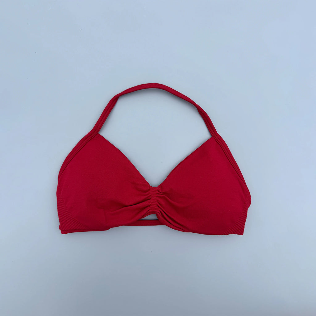 High Support Lace-Up Sports Bra – Thin Strap Camisole Seamless Push-Up Yoga