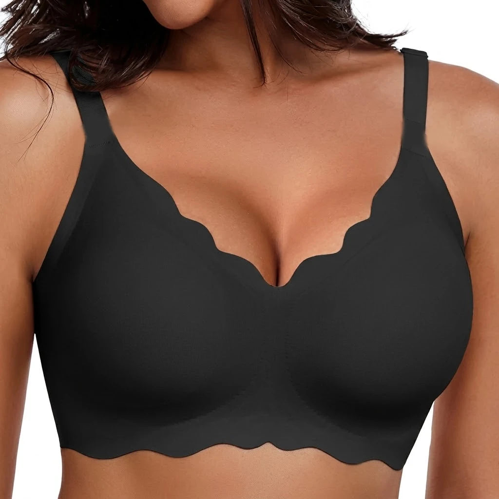 Seamless Wireless Push-Up Bra – Lace Floral Full Coverage Plus Size S–3XL