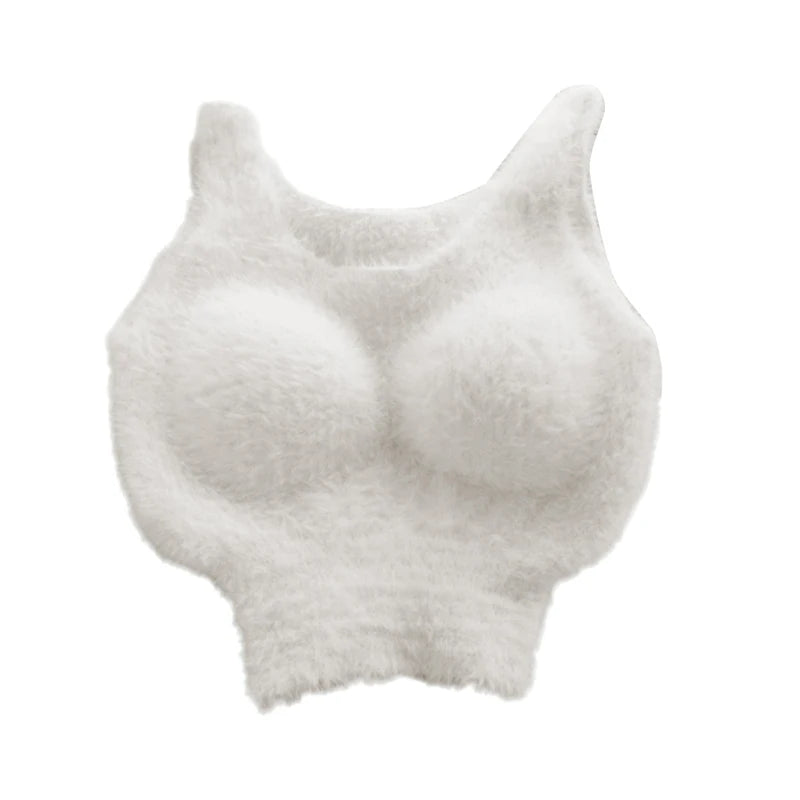 Plush Fleece Thermal Camisole – Built-In Bra Pad Warm Wool Tank Top