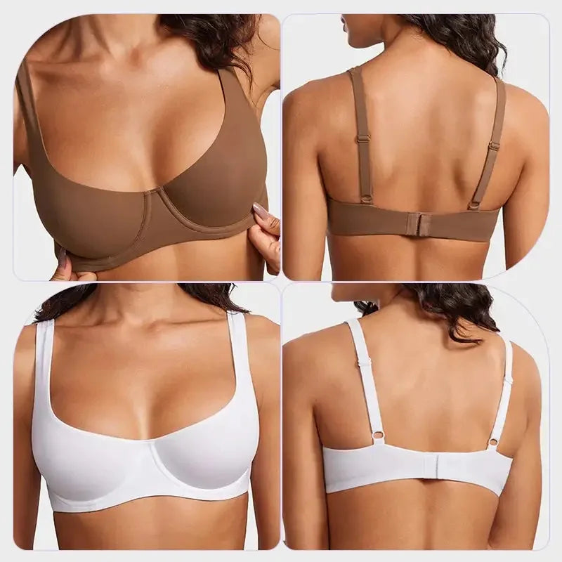Large Size Underwire Full Support Seamless Unlined Balconette Bra Underwear Solid Color Comfortable Sports Yoga No Trace Bra