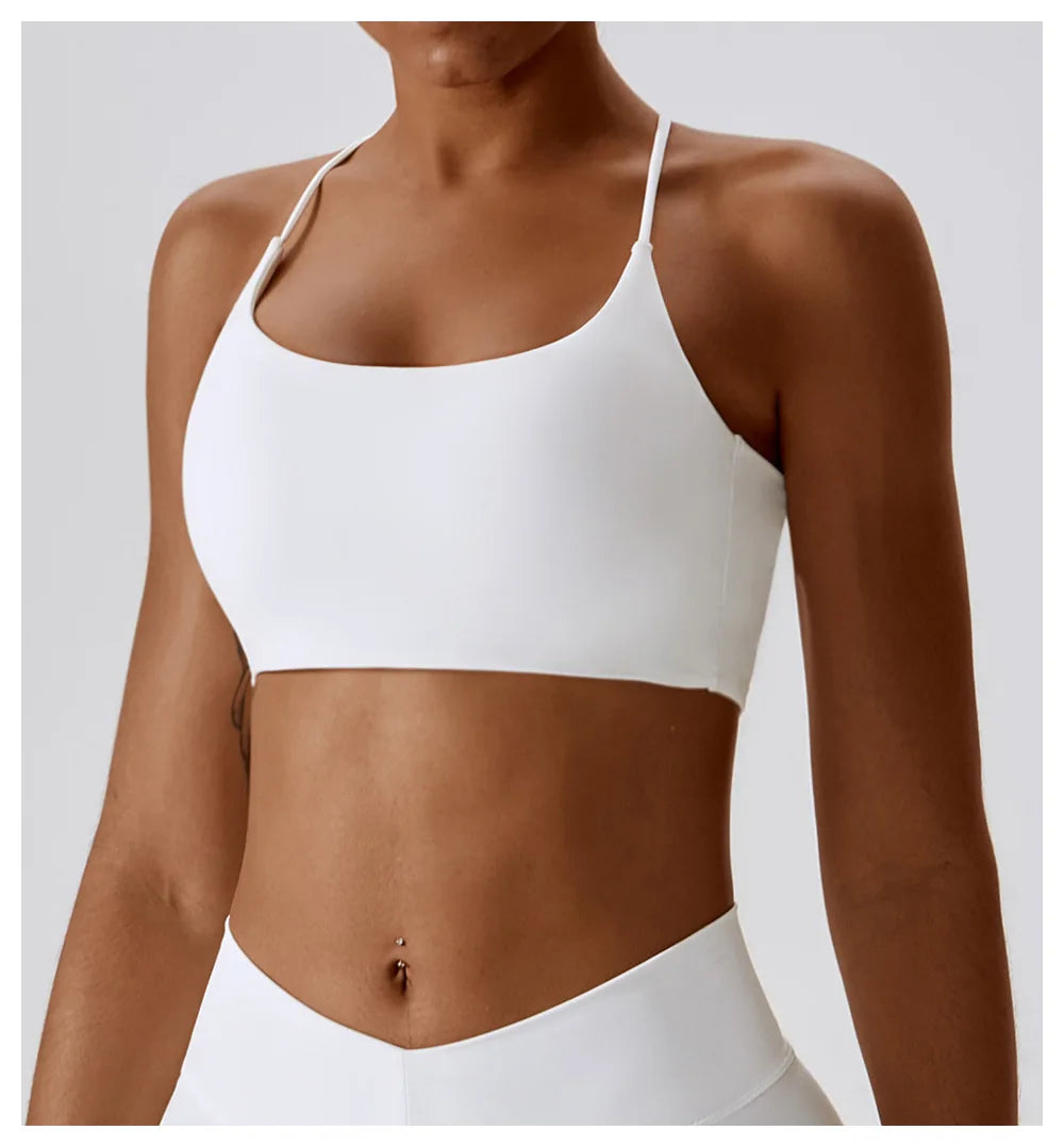 U-Shape Cross Back Sports Bra – Multi-Strap Padded Gym & Yoga Top