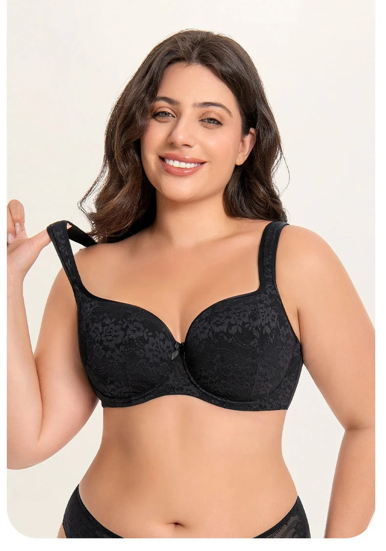 Large Size Bra for Women Full Coverage Lace Women's Push Up Balconette Bra Embroider Underwire Wide Straps Lingerie 2026