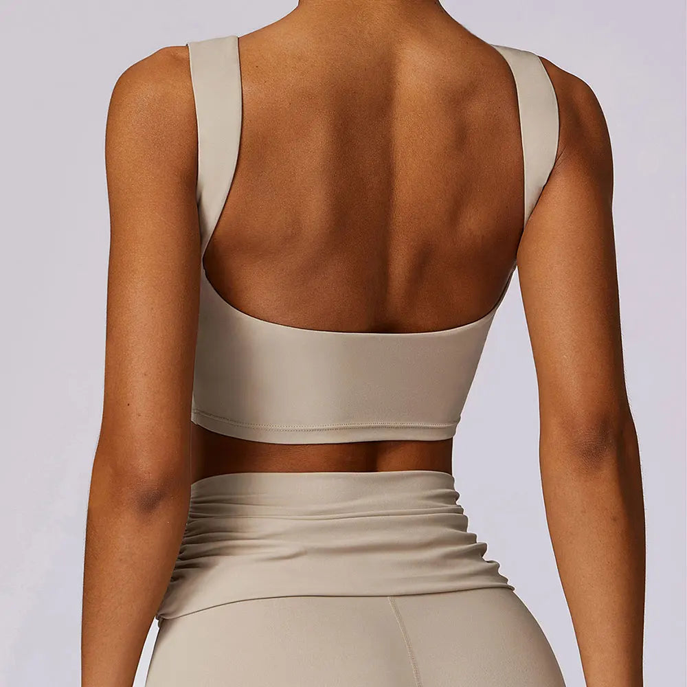 High Strength Sports Bra Shockproof Crop Top Anti-sweat Fitness Top Women Yoga Bra Backless Push Up Sport Top Gym Workout Top