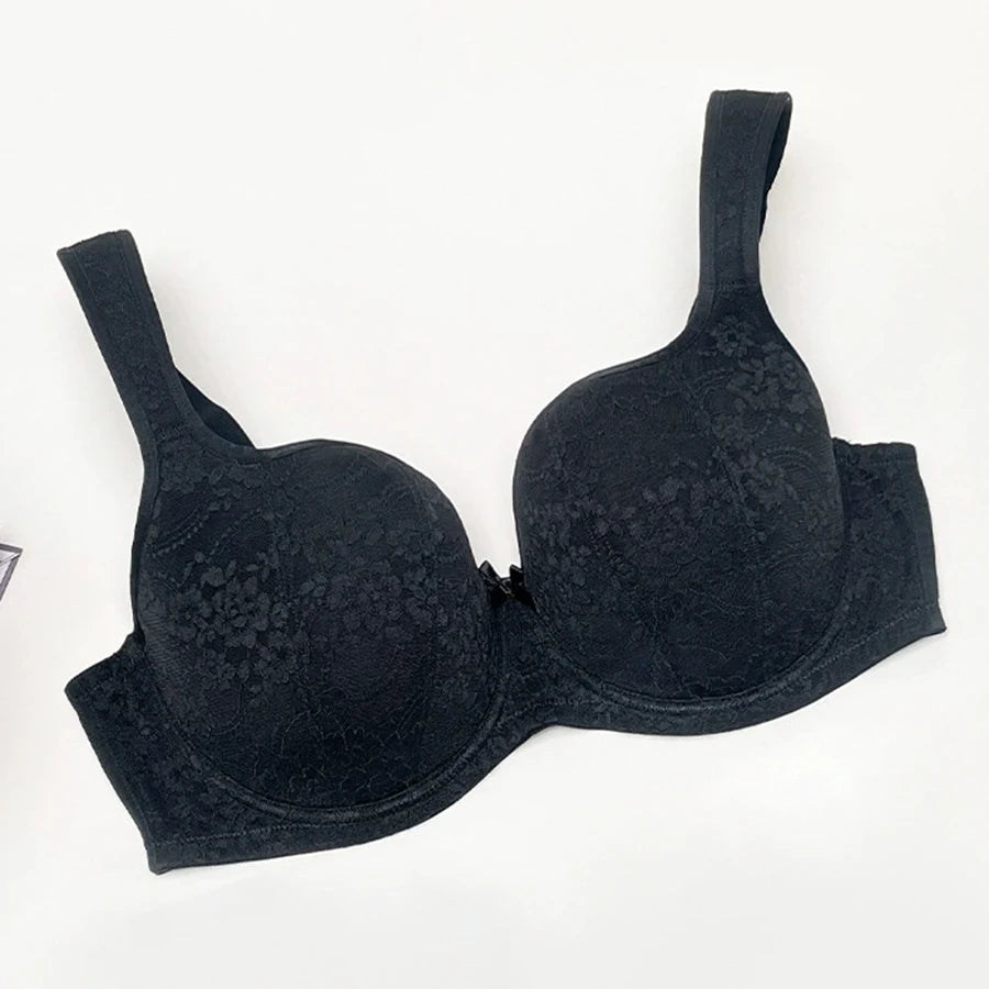 Women's Push Up Balconette Bra Full Coverage Lace Embroidered Underwire Wide Straps Lingerie 34 36 38 40 42 D E F G H I J