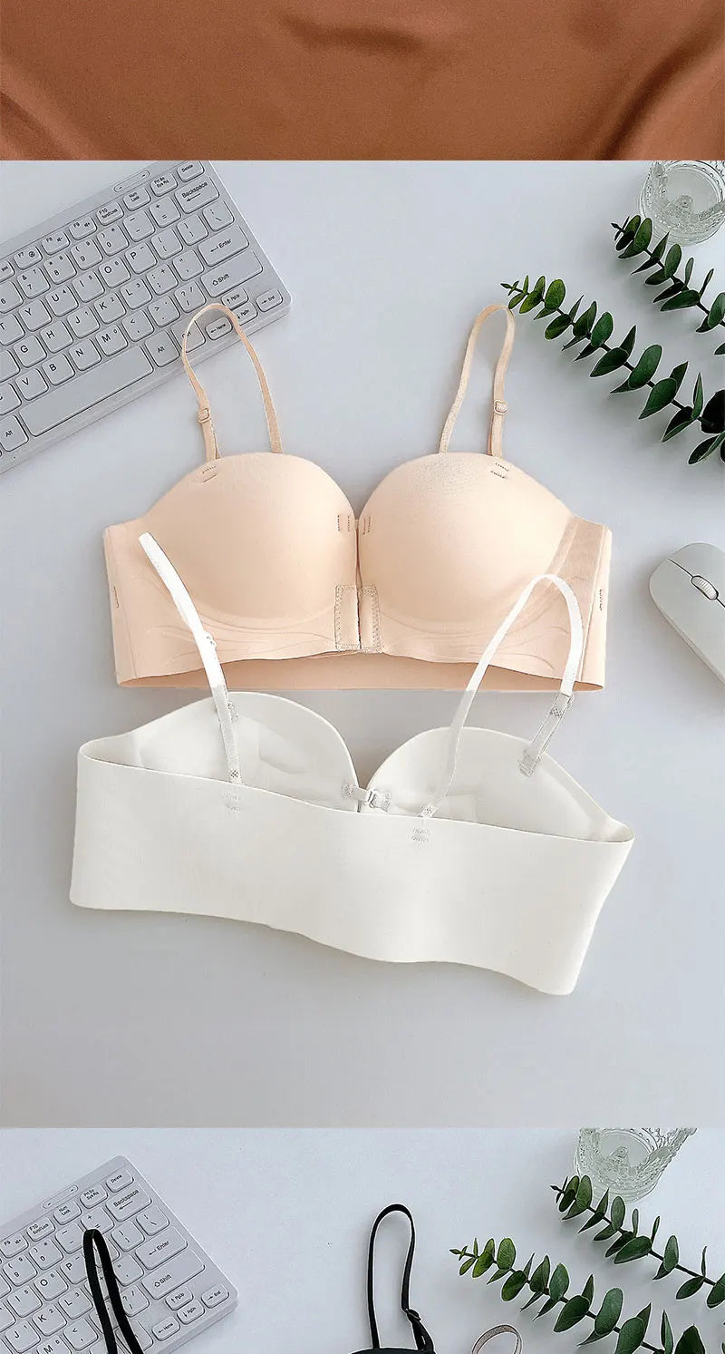 Seamless Front Closure Push-Up Bra – Wire-Free Plunge