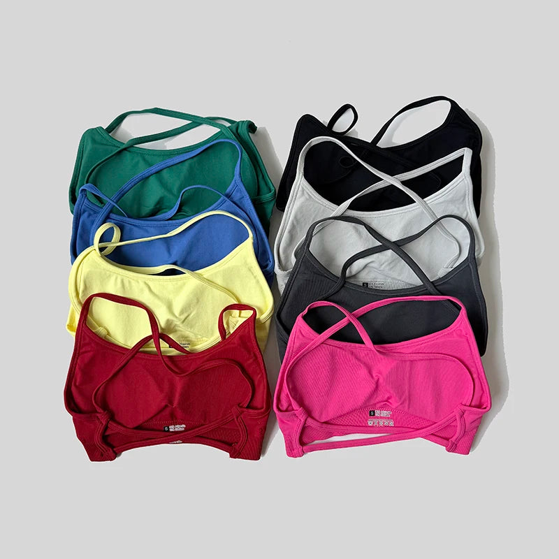 WAREBALL Backless Sports Bra Women Seamless Yoga Top Bra Padded Gym Crop Top Stretchy Breathable Fitness Sports Top