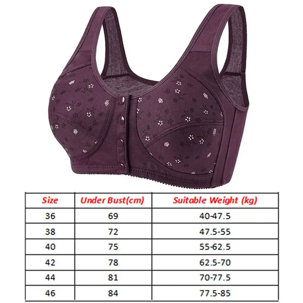 Comfortable Daisy Bras for Older Women Breathable Convenient Front Close Button Cotton Bras No Underwire Plus Size