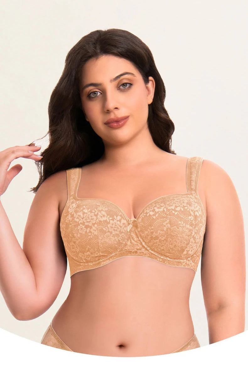 Large Size Bra for Women Full Coverage Lace Women's Push Up Balconette Bra Embroider Underwire Wide Straps Lingerie 2026