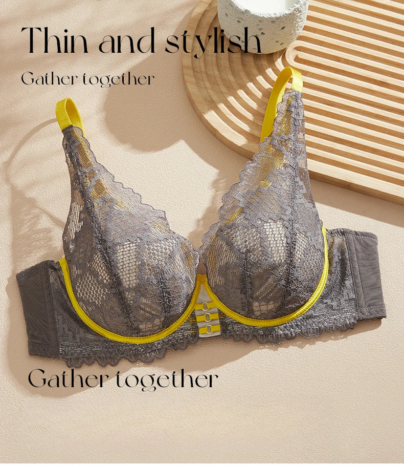 Sexy Lace Plunge Bra – Unlined Underwire 3/4 Cup
