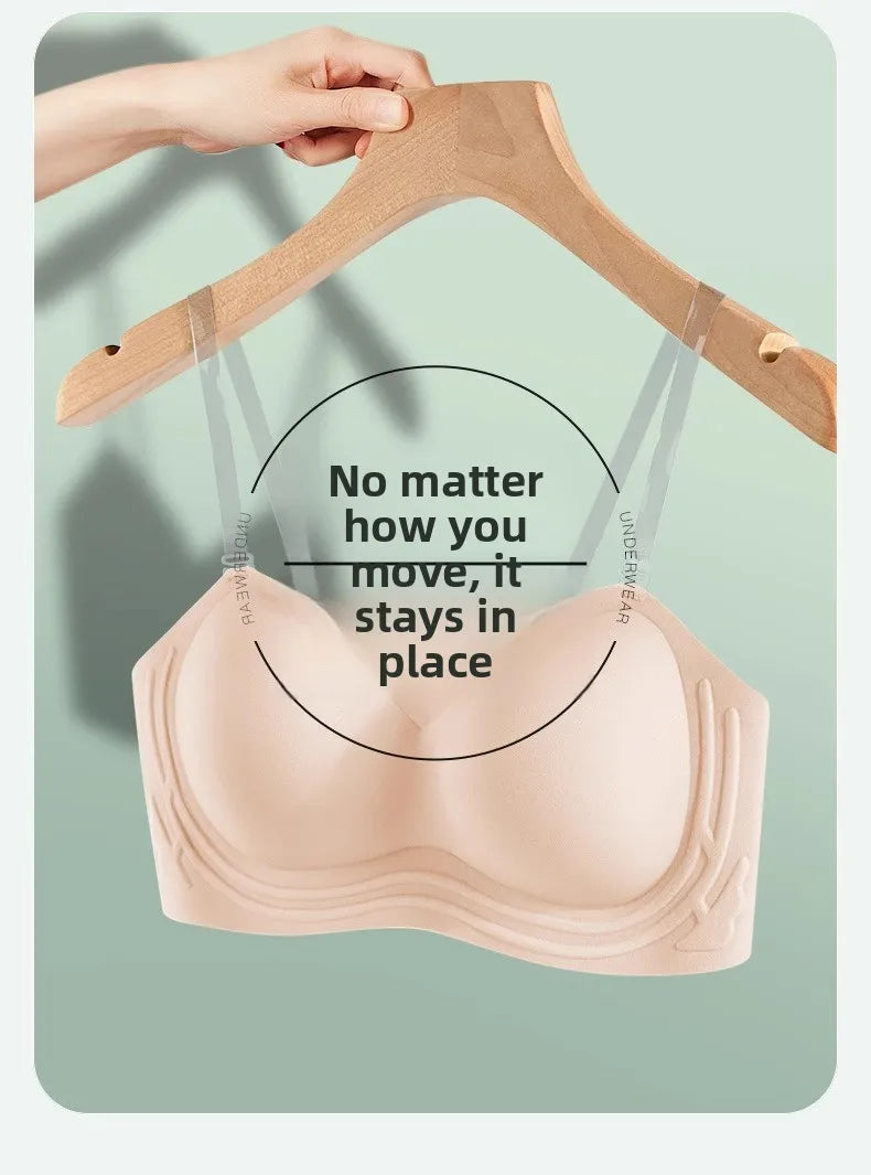 Wireless Anti-Slip Transparent Strap Bra for Women Underwear Wedding Dress Special Use Prevent Exposure Wrap Chest Summer