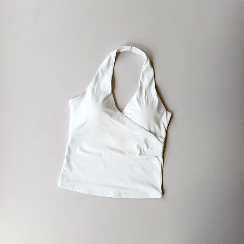 V-Neck Cross Halter Yoga Vest – Padded Sports Bra Beautiful Back