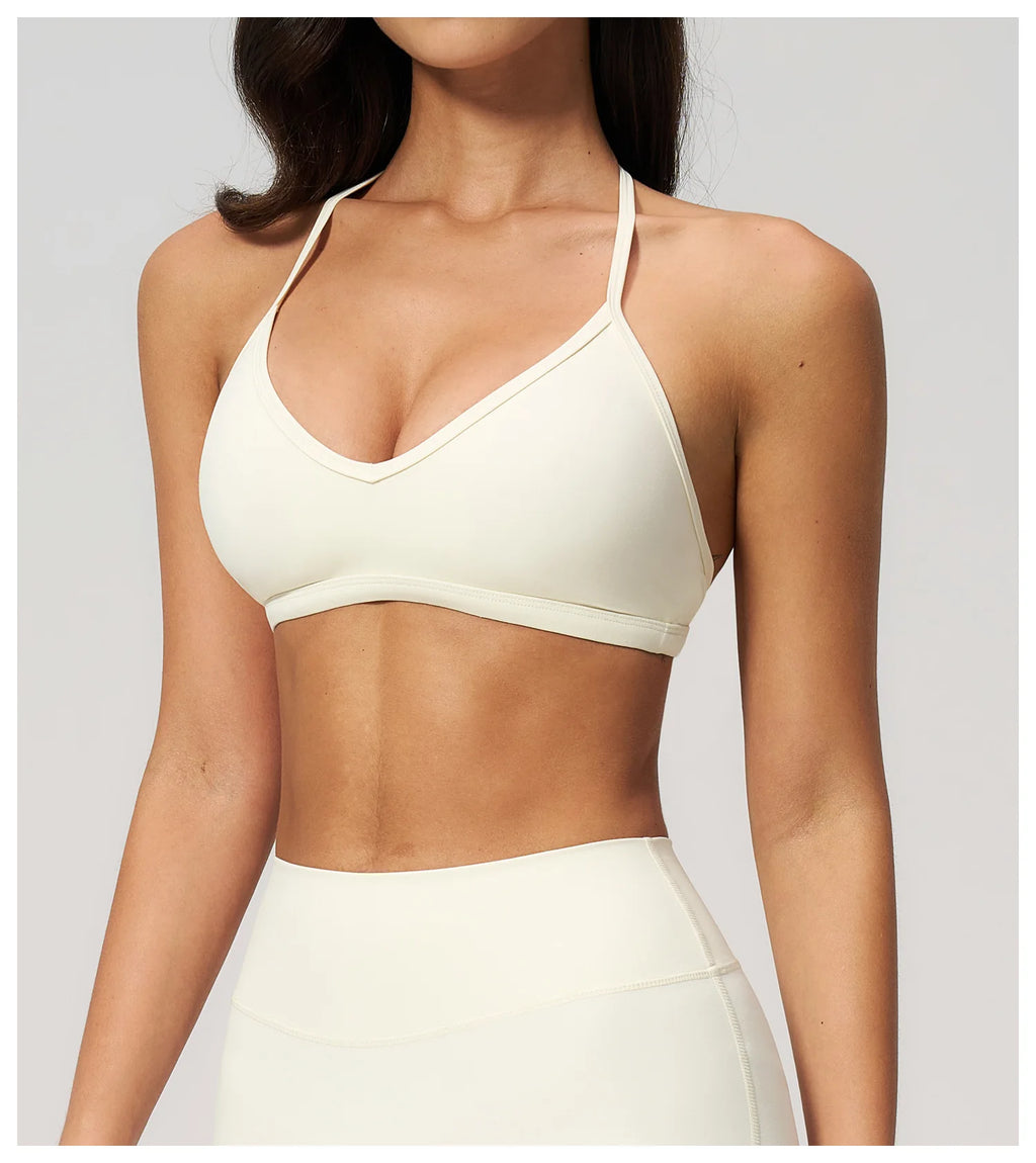 Brushed Halter Neck Yoga Bra – Shockproof Quick-Dry Sports Underwear