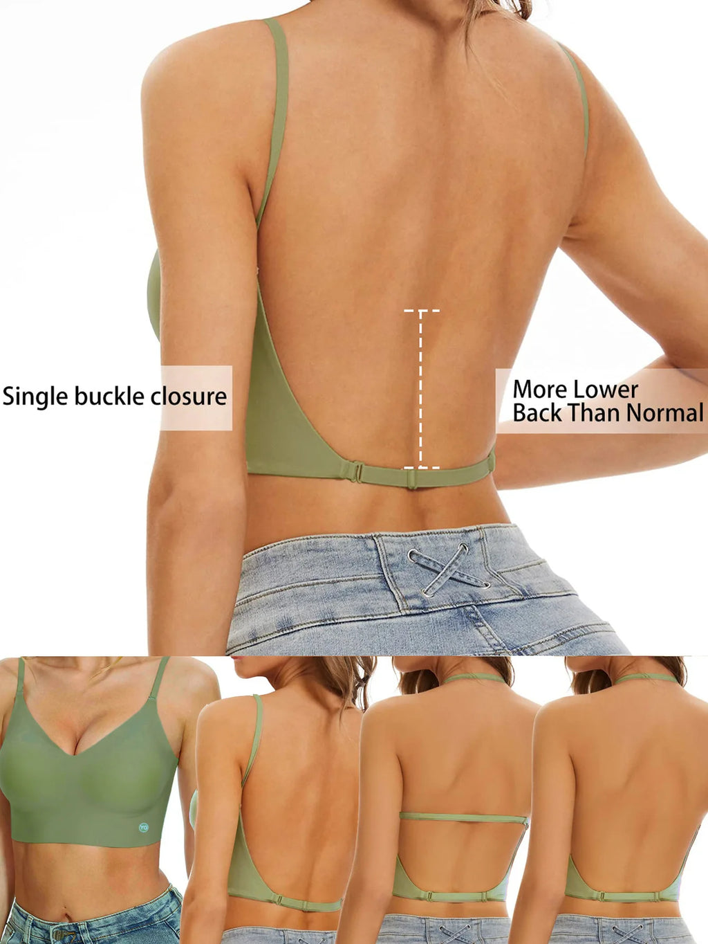 Invisible Deep U Plunge Bra – Backless Strapless Push-Up (S–XXL)