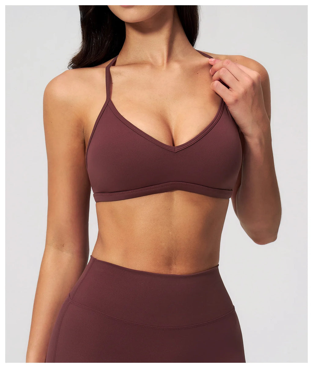 Brushed Halter Neck Yoga Bra – Shockproof Quick-Dry Sports Underwear