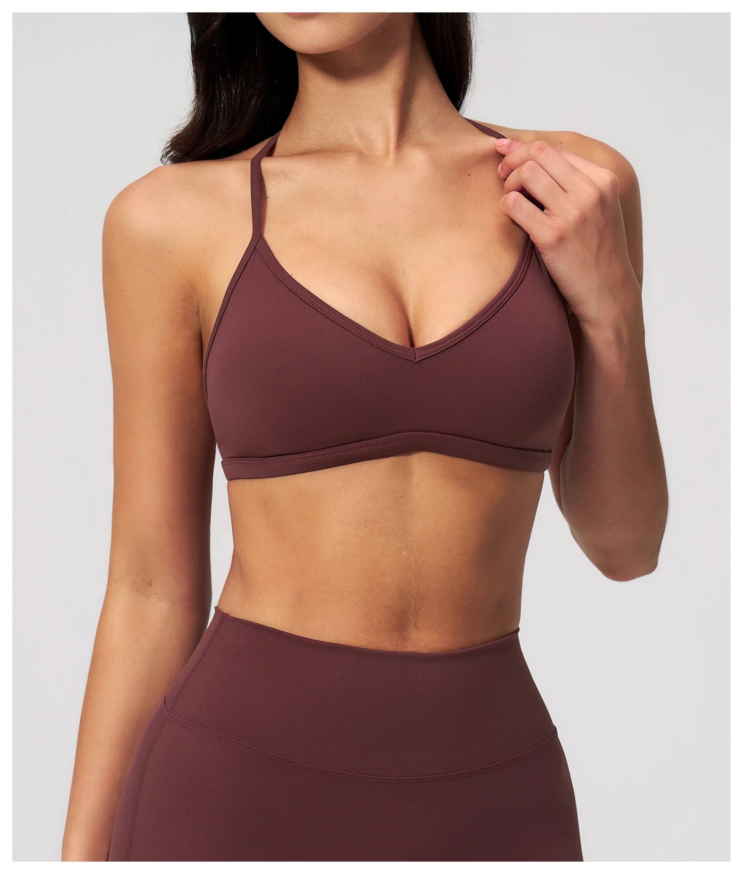 Brushed Halter Neck Yoga Bra – Shockproof Quick-Dry Sports Underwear