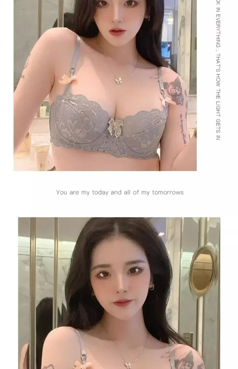 MOYISU French Romantic Lace Bra & Underwear Set – Push-Up 3/4 Cup