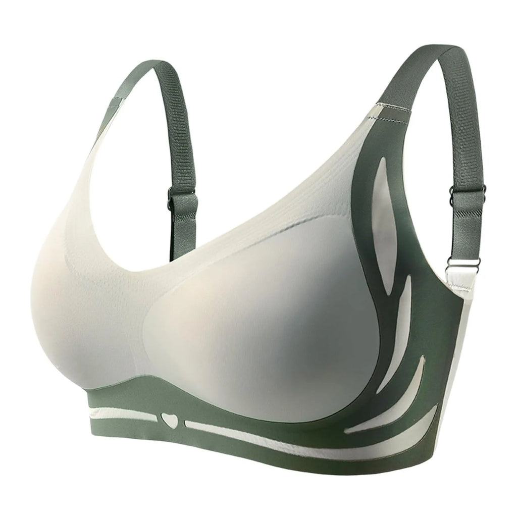 Adjustable V-Neck Wireless Push-Up Bra – Anti-Sagging Cotton Half Cup 34–44