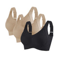 3-Pack V-Neck Ribbed Push-Up Bralette – Wire-Free Seamless Plus Size M–4XL