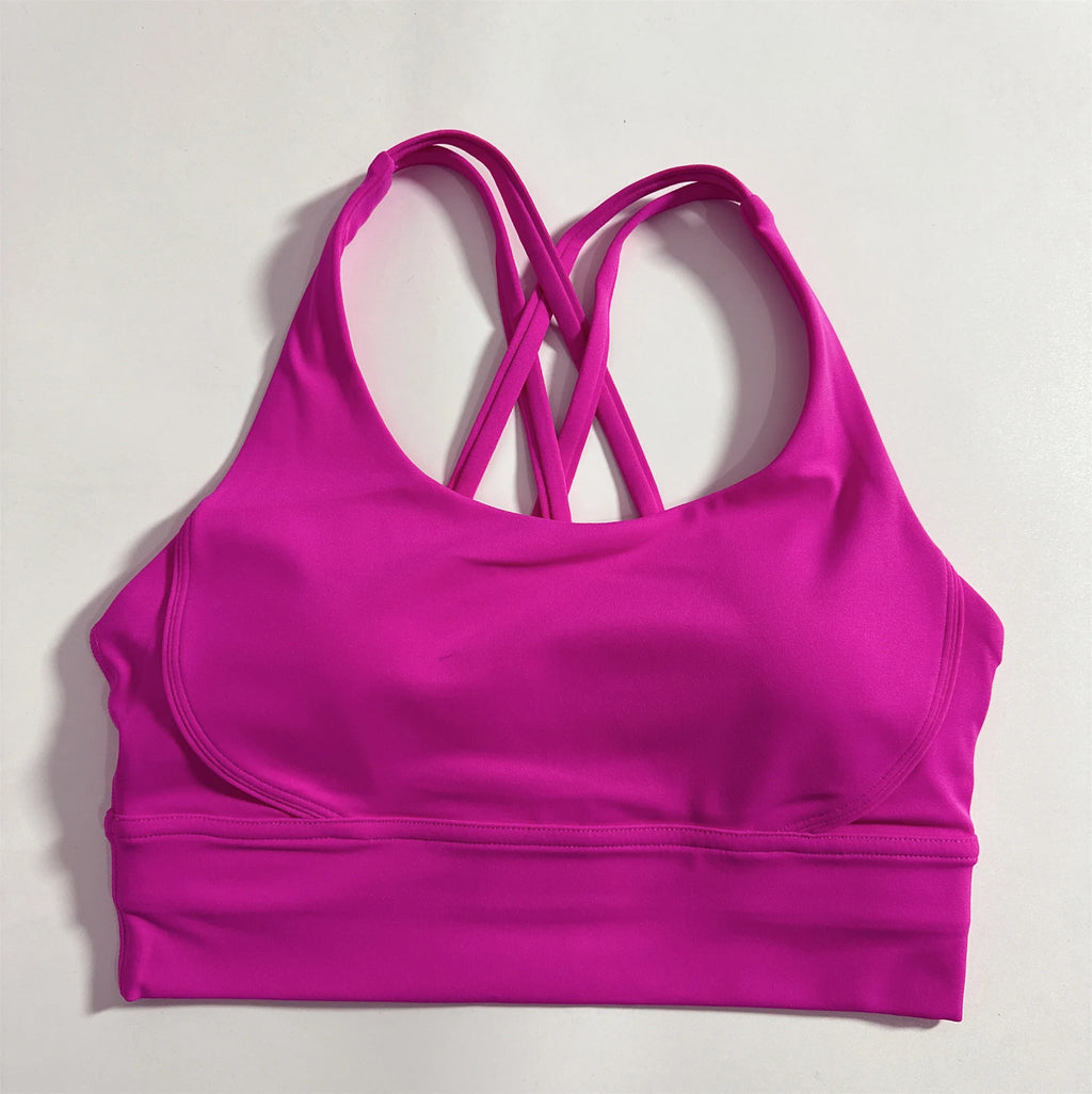 Cross Back Sports Bra Vest – High Support Shockproof Padded Gym Top