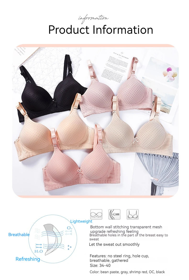 Gathered Seamless Bra – Breathable Wire-Free 3/4 Cup C
