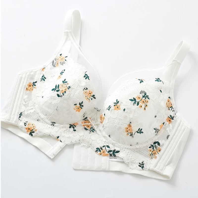 Full Figure Wire Lightly Lined Women's Balconette Printed Floral Contour Bra Plus Size 70 75 80 85 90 95 100 105 C D E F G H I J