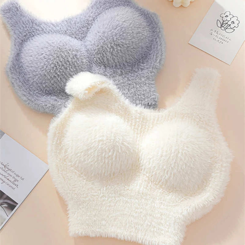 Plush Fleece Thermal Camisole – Built-In Bra Pad Warm Wool Tank Top
