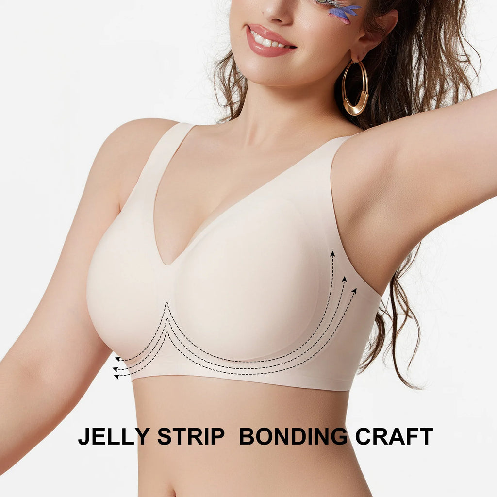 Women's Wire-free Seamless Bra Soft Support Full Cup Thin Padded Bra Breathable and Comfortable Everyday Push Up Bra