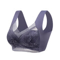 Plus Size Ice Silk Seamless Bra – Lace Wireless Push-Up Full Cup
