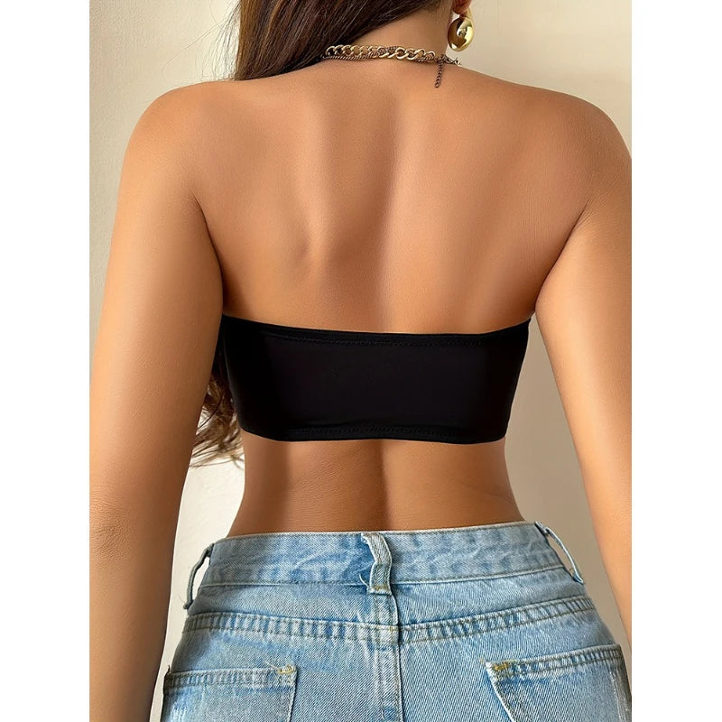 Strapless Push-Up Bra – Backless Invisible Front Button Belly Band