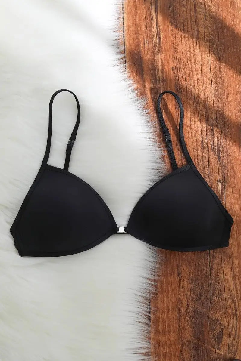 Seamless Triangle Cup Bra – Cross Strap Front Buckle
