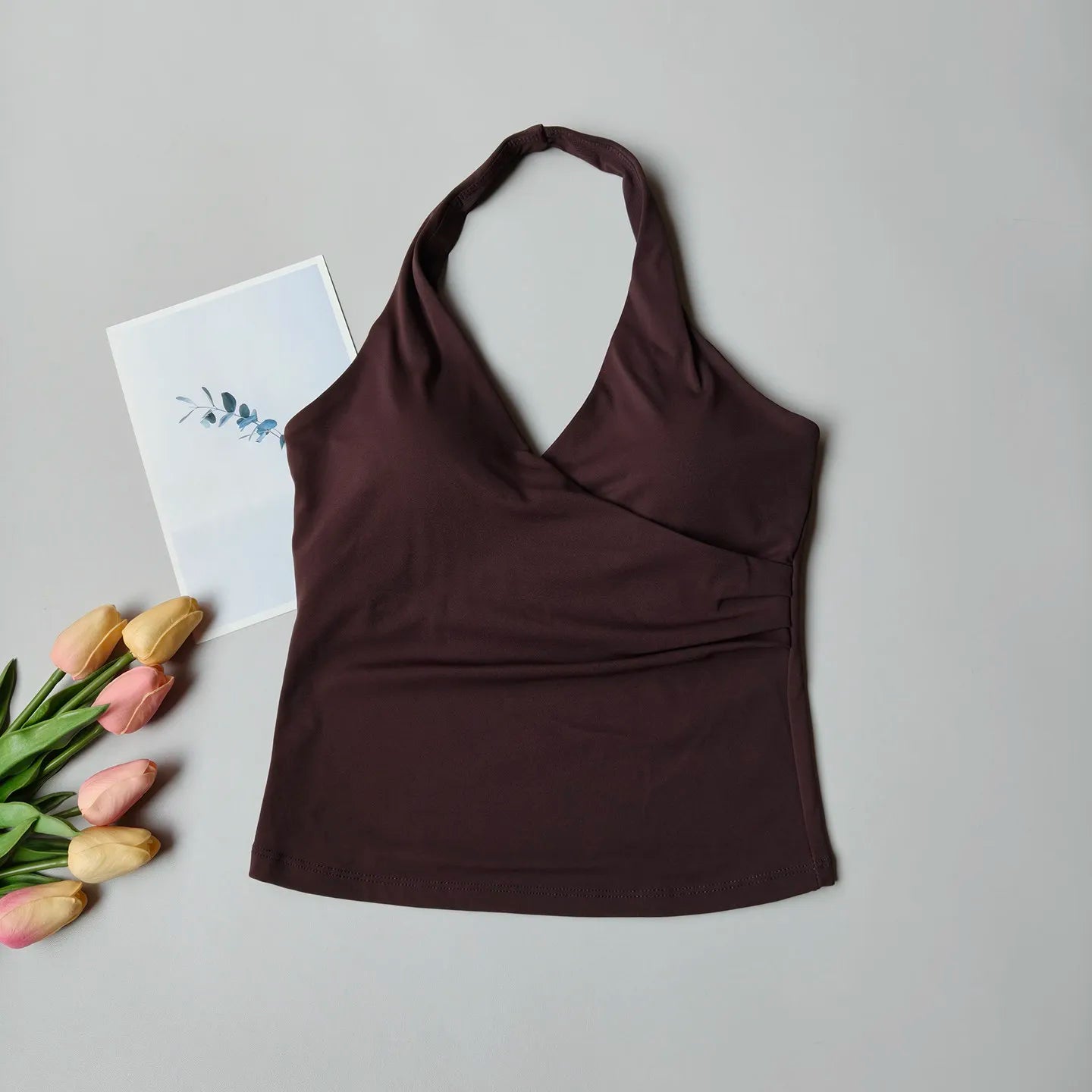 V-Neck Cross Halter Yoga Vest – Padded Sports Bra Beautiful Back