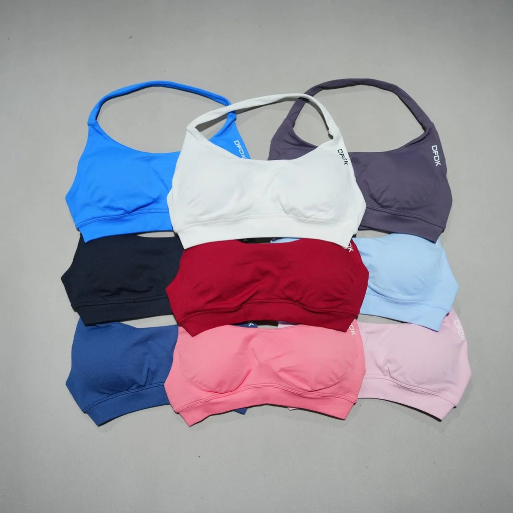 DFDK Women Seamless Sports Bra High Support Backless Yoga Camisole Top Push Up Fitness Running Gym Workout Athletic Sport Bra